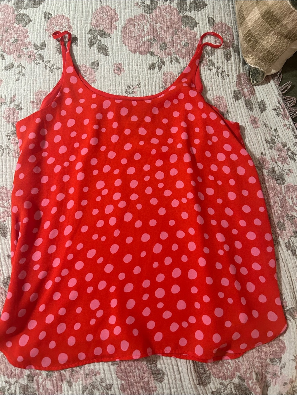 LOFT Red and pink Polka Dot Camisole